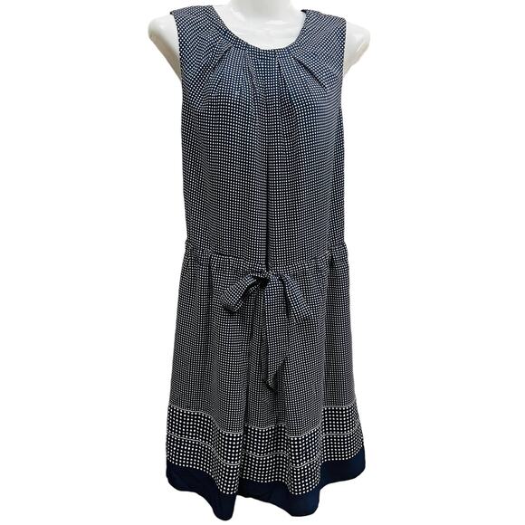 Ann Klein Womens Polka Dot Pleaded Midi Dress Size 12 100% Polyester - Picture 1 of 13